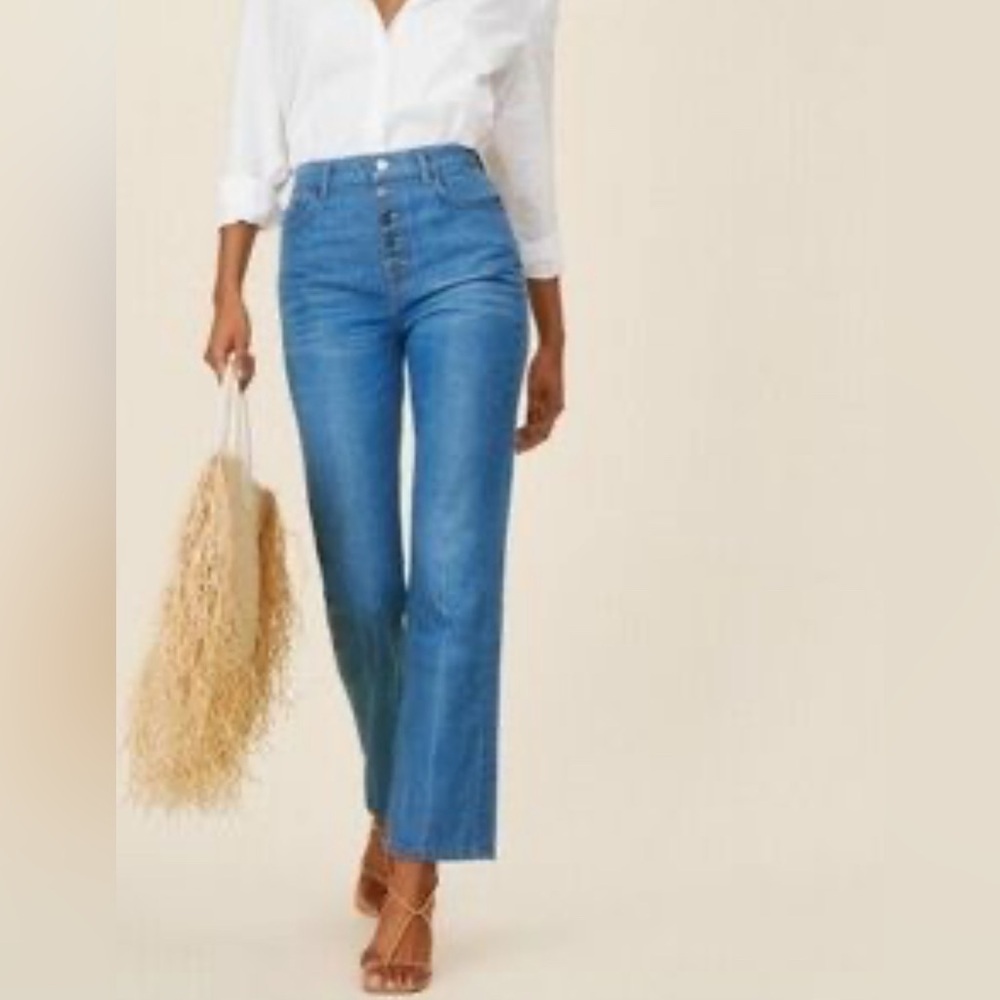 Reformation Cynthia Button Fly High-Rise Jeans